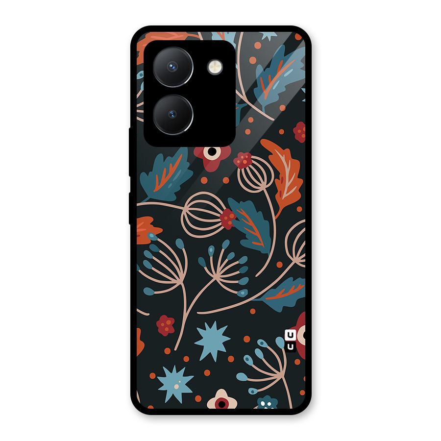 Nordic Arts Leaves Glass Back Case for Vivo Y36