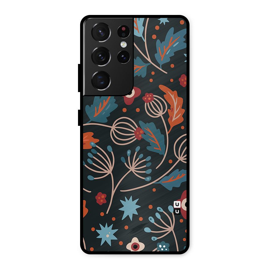 Nordic Arts Leaves Metal Back Case for Galaxy S21 Ultra 5G