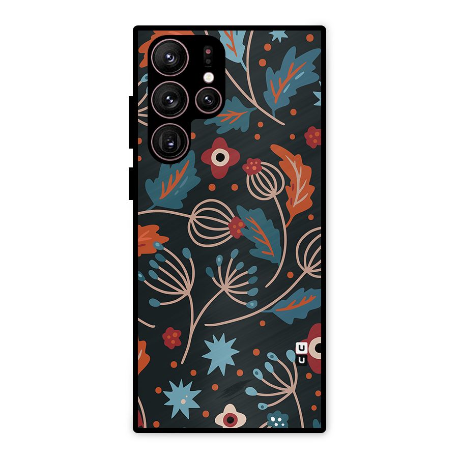 Nordic Arts Leaves Metal Back Case for Galaxy S22 Ultra 5G