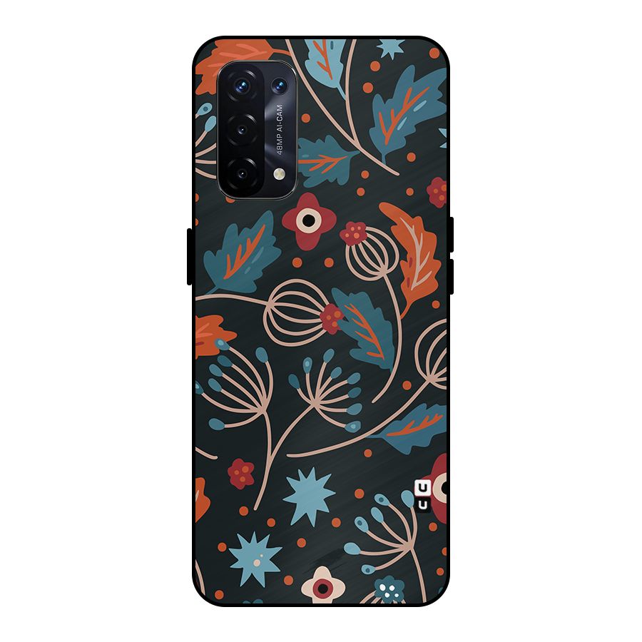 Nordic Arts Leaves Metal Back Case for Oppo A74 5G