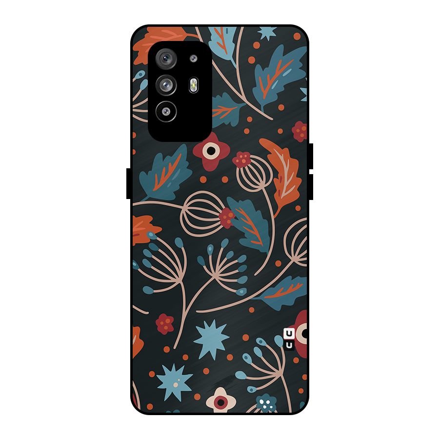 Nordic Arts Leaves Metal Back Case for Oppo F19 Pro Plus 5G
