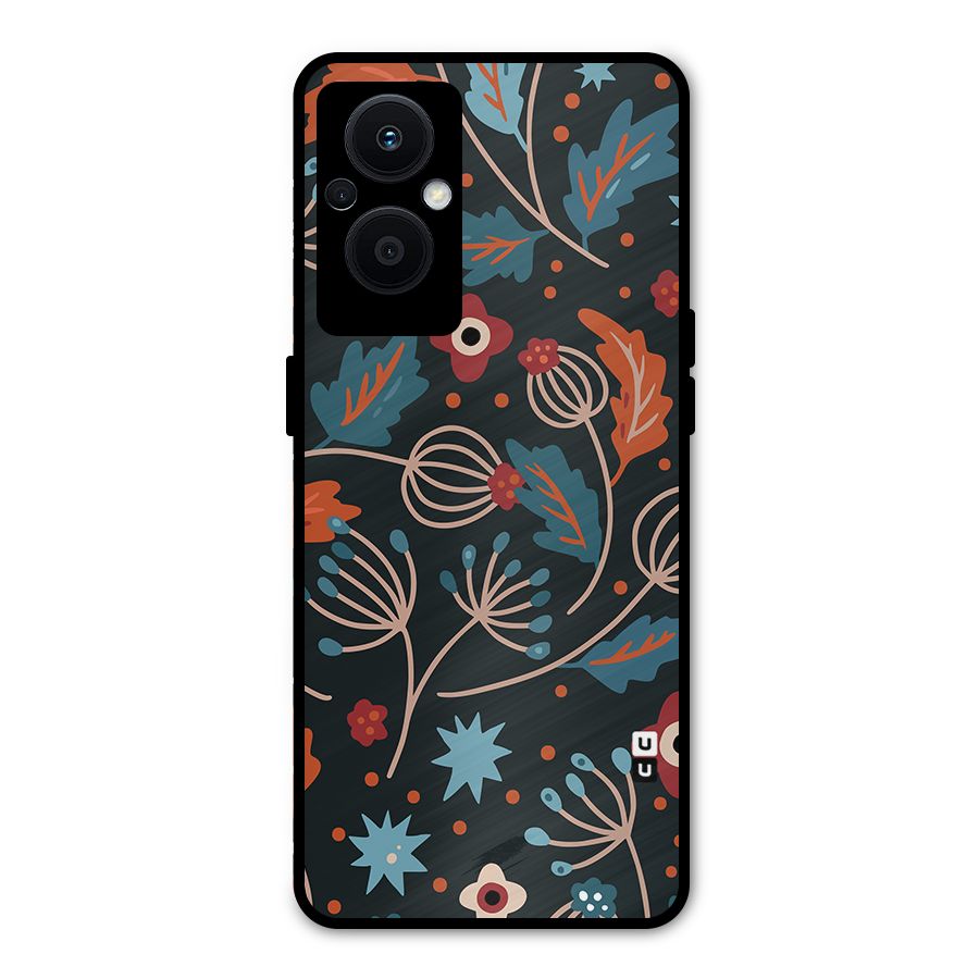 Nordic Arts Leaves Metal Back Case for Oppo F21 Pro 5G