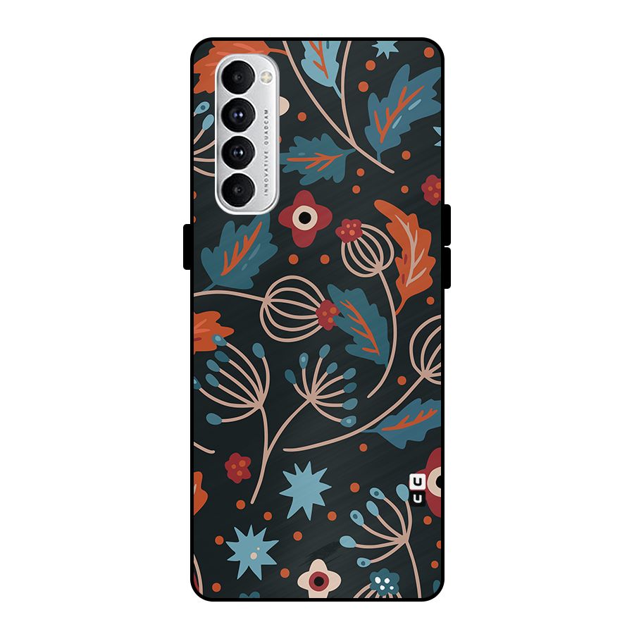 Nordic Arts Leaves Metal Back Case for Oppo Reno4 Pro