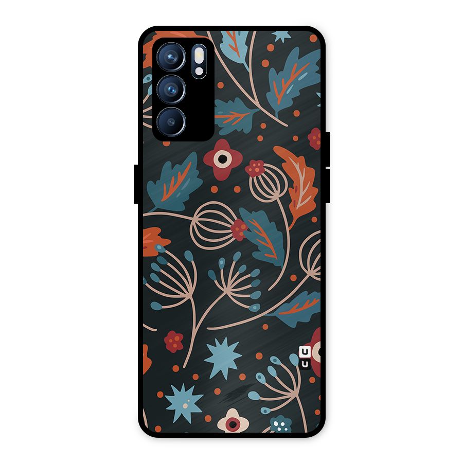 Nordic Arts Leaves Metal Back Case for Oppo Reno6 5G