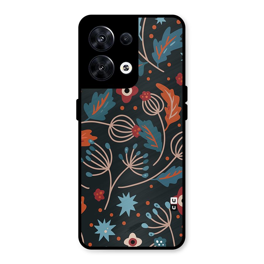 Nordic Arts Leaves Metal Back Case for Oppo Reno8 5G