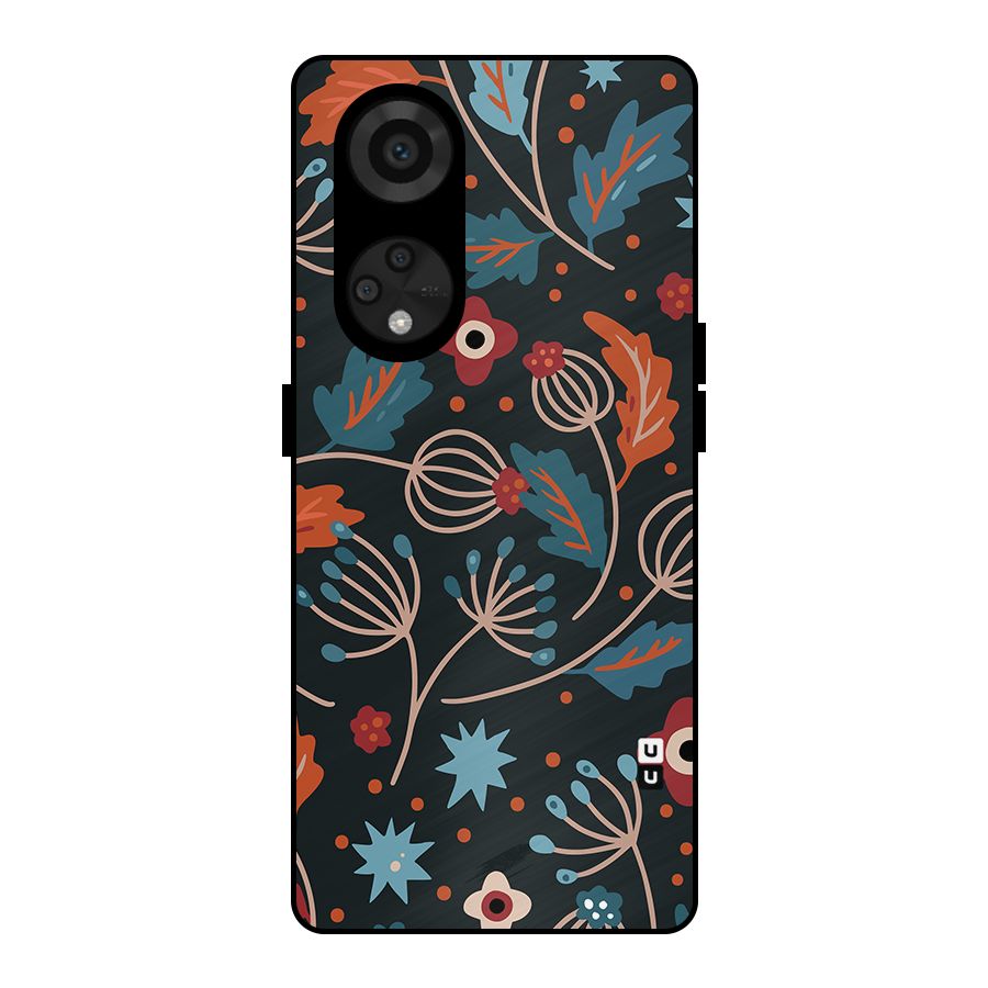 Nordic Arts Leaves Metal Back Case for Reno8 T 5G