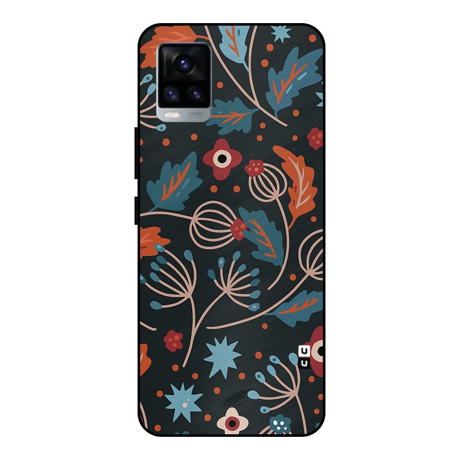 Nordic Arts Leaves Metal Back Case for Vivo V20 2021