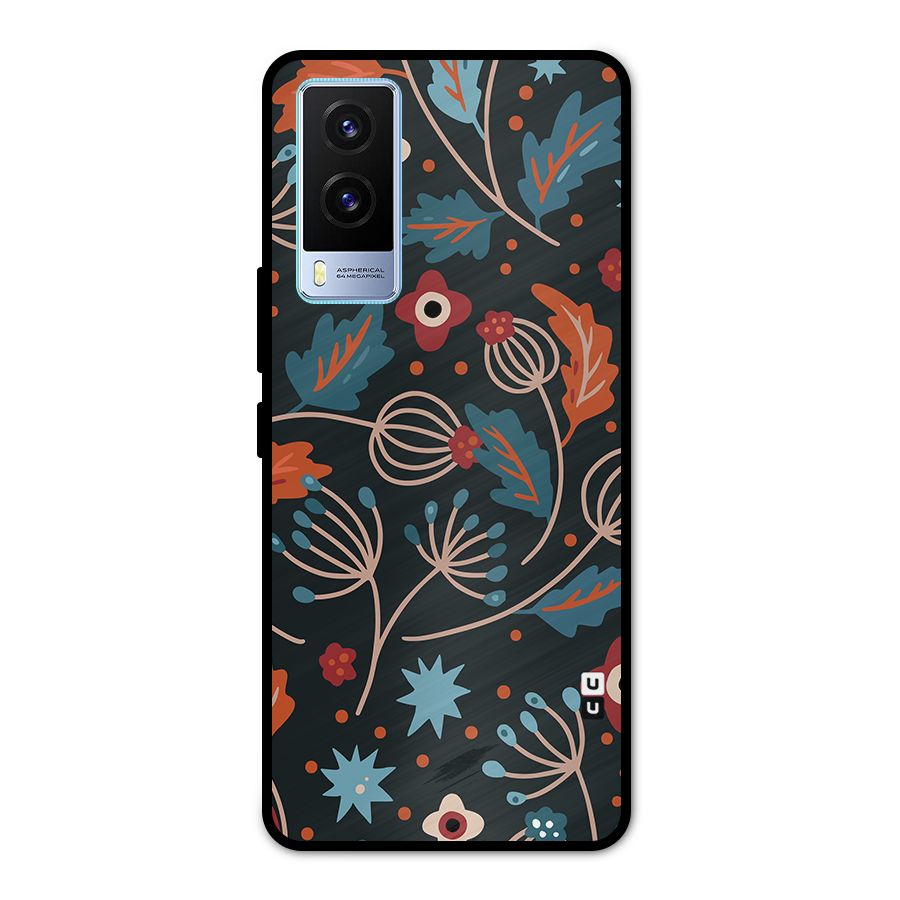 Nordic Arts Leaves Metal Back Case for Vivo V21e 5G
