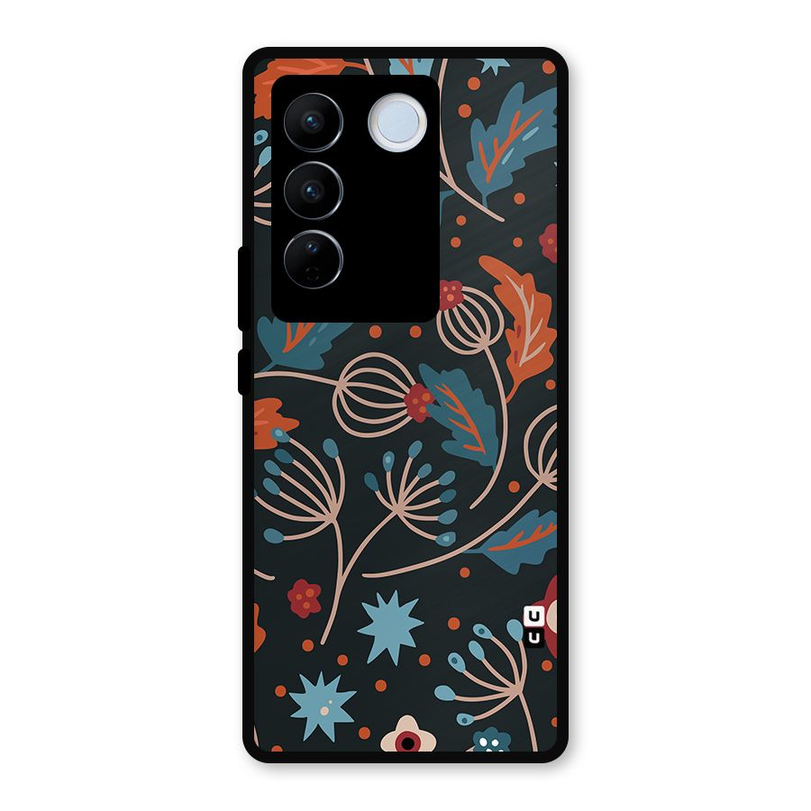 Nordic Arts Leaves Metal Back Case for Vivo V27