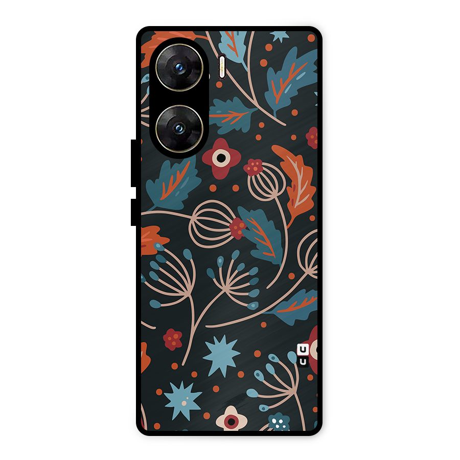 Nordic Arts Leaves Metal Back Case for Vivo V29e