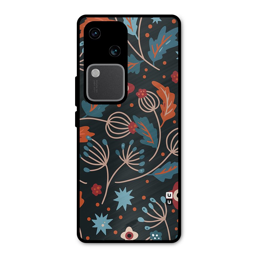 Nordic Arts Leaves Metal Back Case for Vivo V30