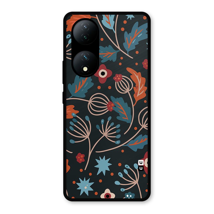 Nordic Arts Leaves Metal Back Case for Vivo Y100a