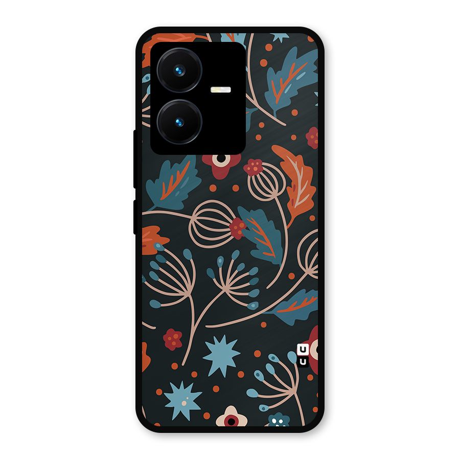 Nordic Arts Leaves Metal Back Case for Vivo Y22