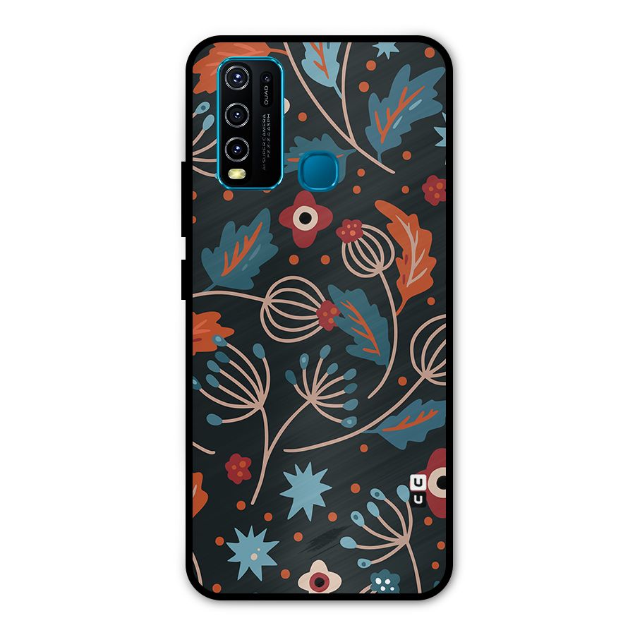 Nordic Arts Leaves Metal Back Case for Vivo Y30
