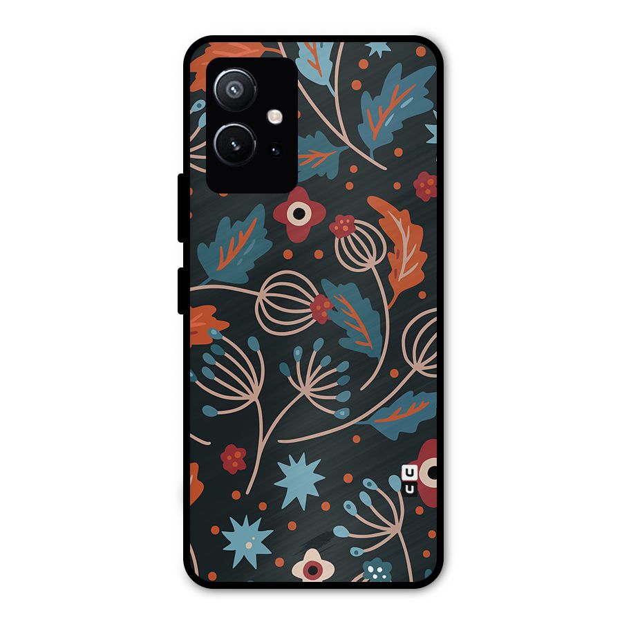 Nordic Arts Leaves Metal Back Case for Vivo Y75 5G