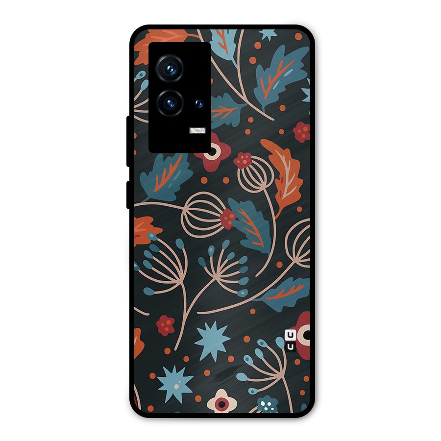 Nordic Arts Leaves Metal Back Case for iQOO 9 5G