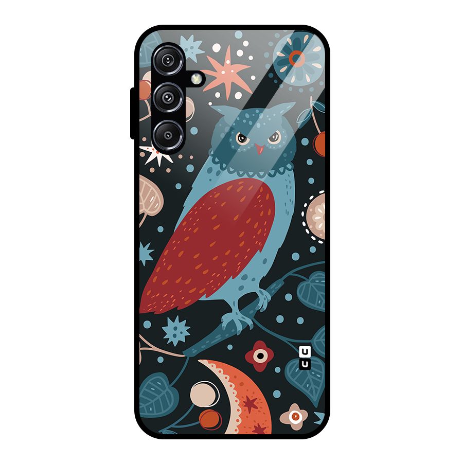 Nordic Arts Owl Glass Back Case for Galaxy M34 5G