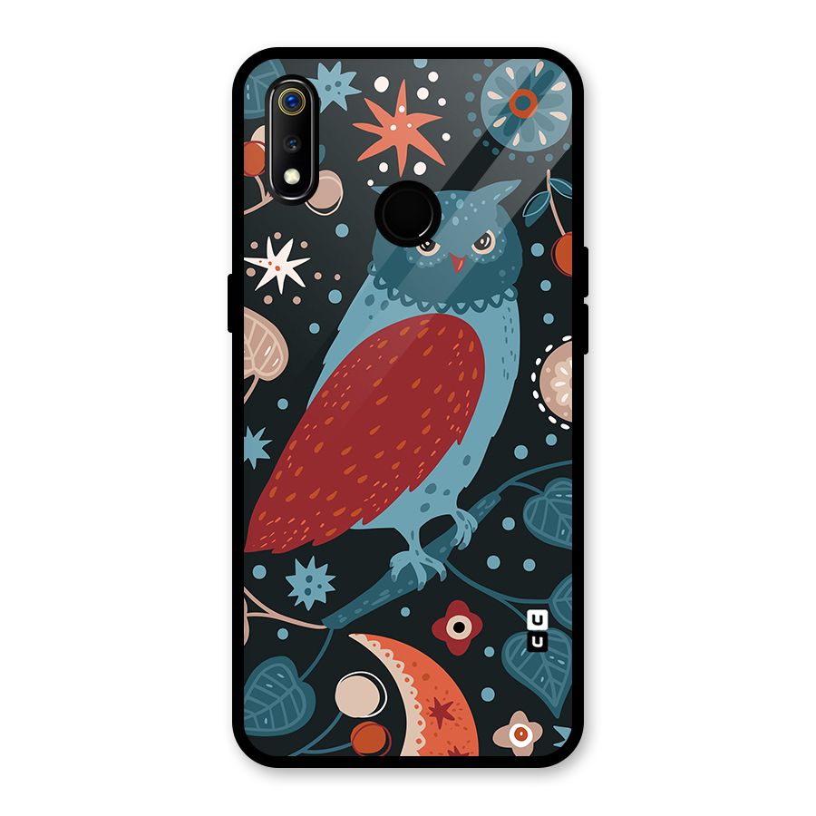 Nordic Arts Owl Glass Back Case for Realme 3