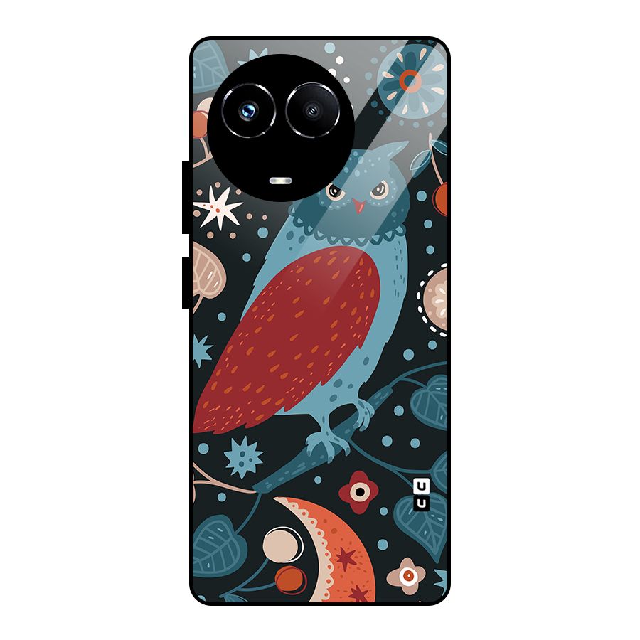 Nordic Arts Owl Glass Back Case for Realme Narzo 60X