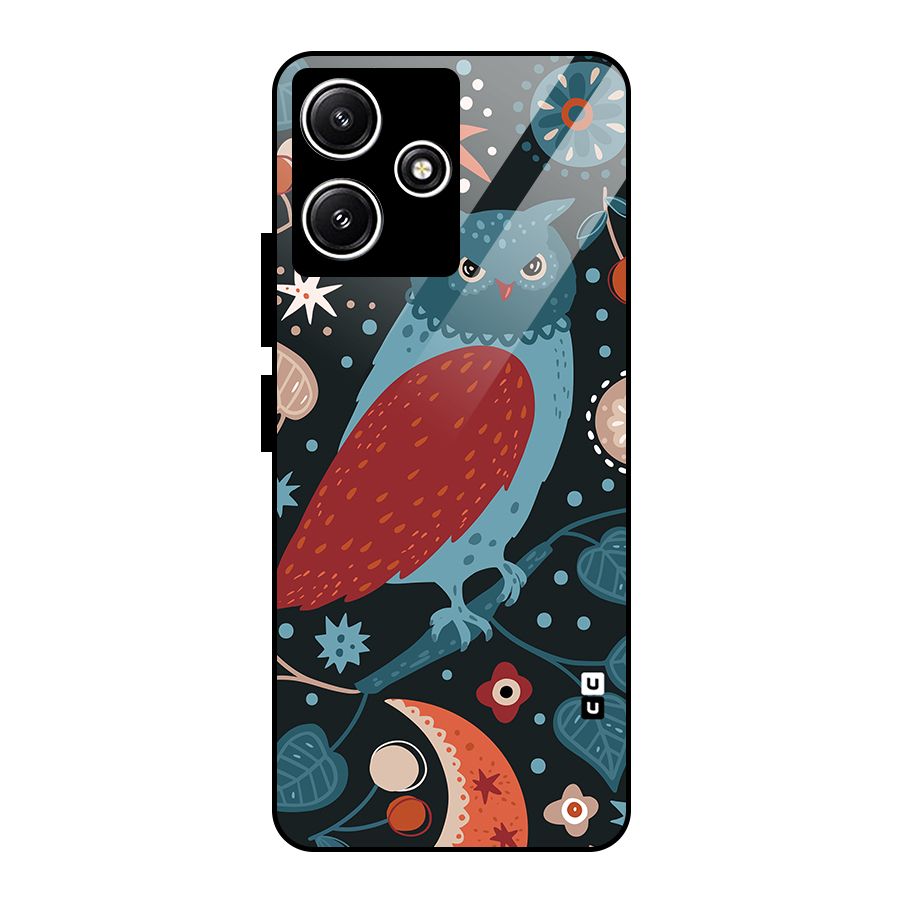 Nordic Arts Owl Glass Back Case for Redmi 12 5G