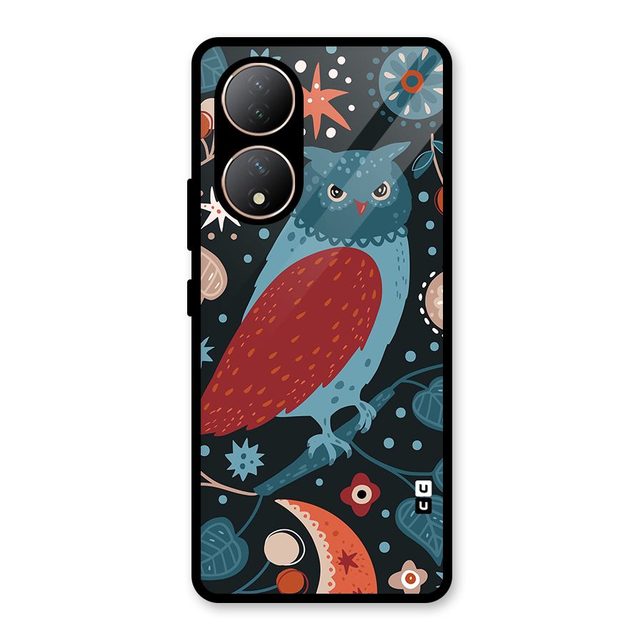 Nordic Arts Owl Glass Back Case for Vivo Y100A