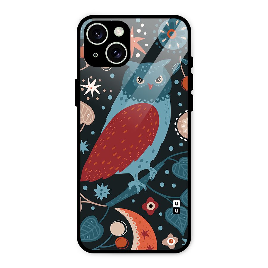 Nordic Arts Owl Glass Back Case for iPhone 15 Plus