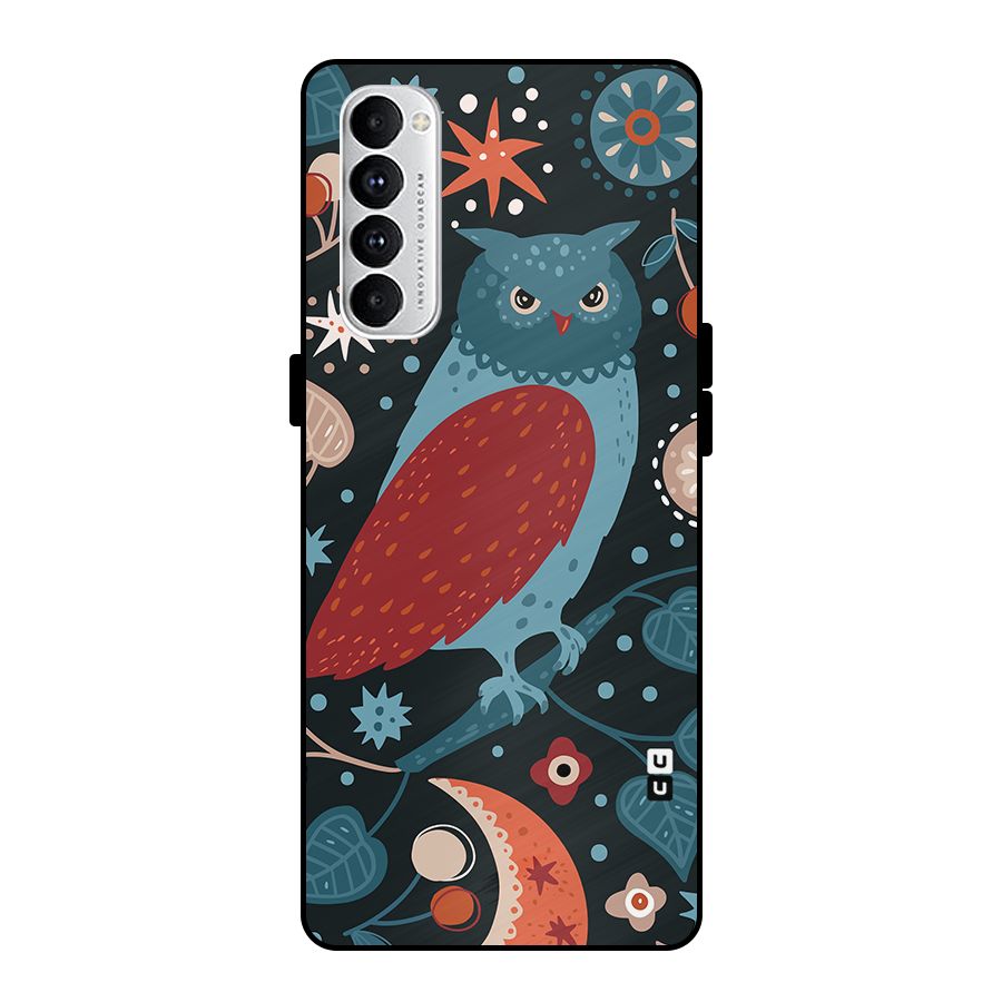 Nordic Arts Owl Metal Back Case for Oppo Reno4 Pro