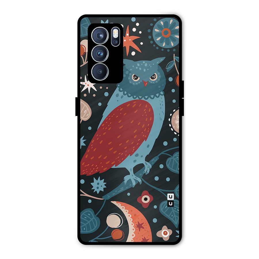 Nordic Arts Owl Metal Back Case for Oppo Reno6 Pro 5G