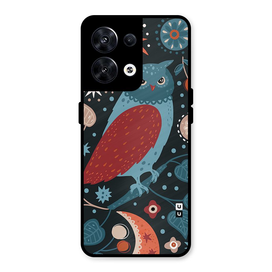 Nordic Arts Owl Metal Back Case for Oppo Reno8 5G