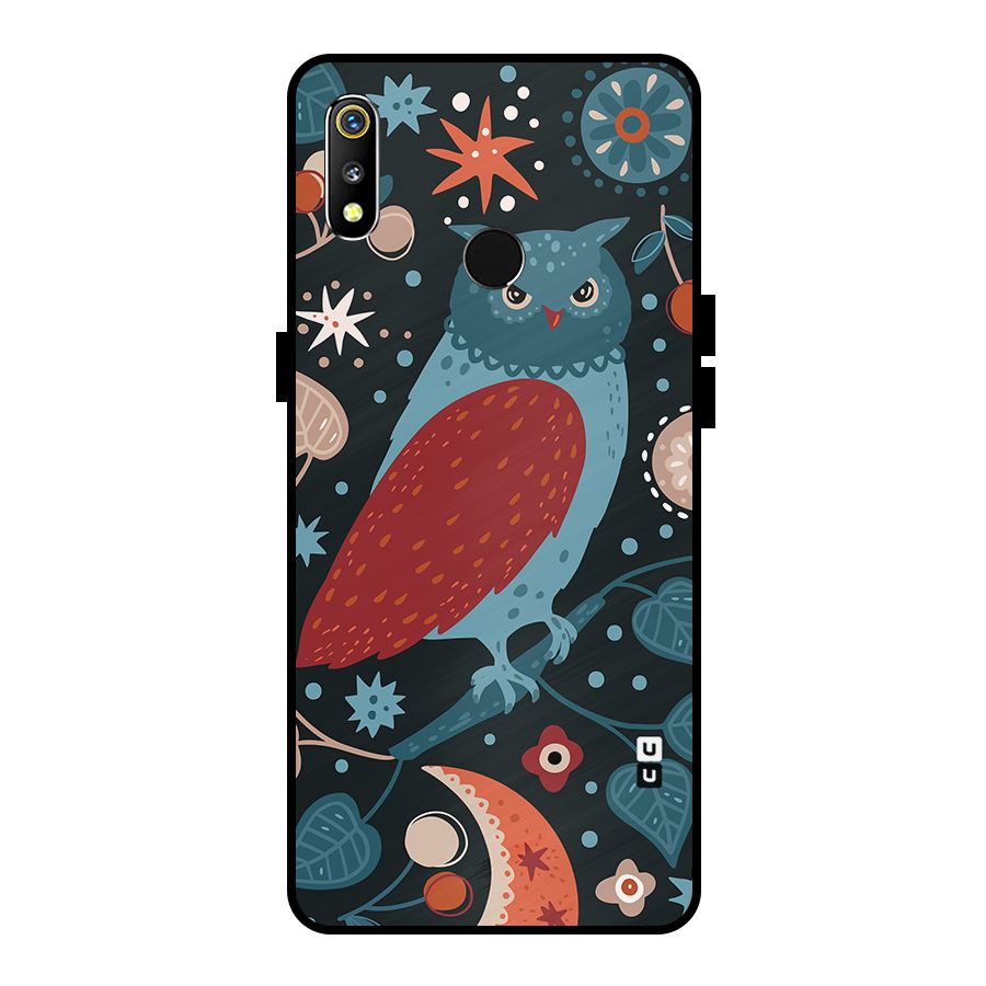 Nordic Arts Owl Metal Back Case for Realme 3i