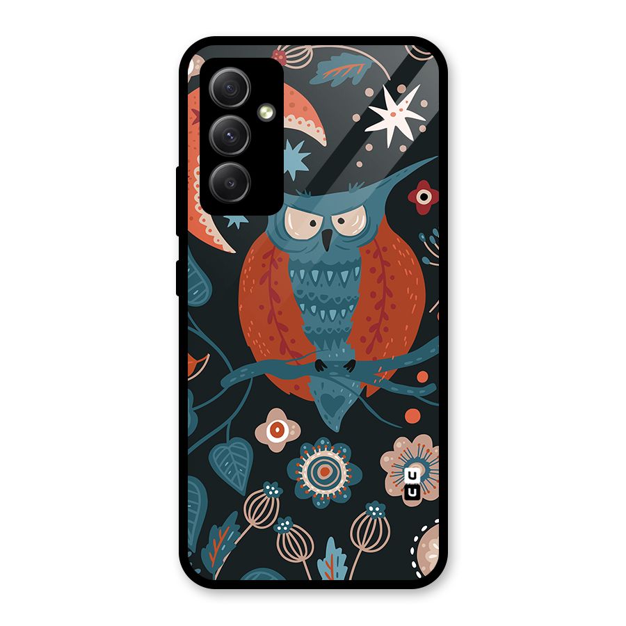 Nordic Arts Owl Moon Glass Back Case for Galaxy A34