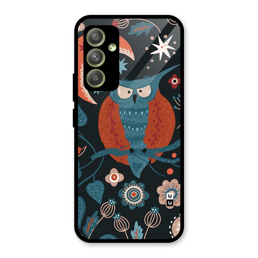 Nordic Arts Owl Moon Glass Back Case for Galaxy A54