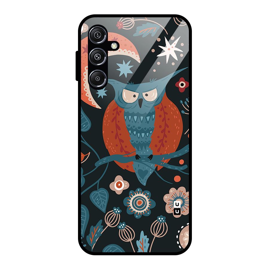 Nordic Arts Owl Moon Glass Back Case for Galaxy M34 5G