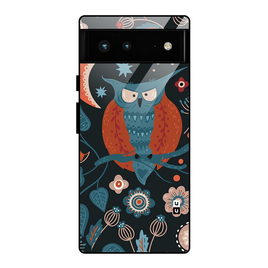 Nordic Arts Owl Moon Glass Back Case for Google Pixel 6