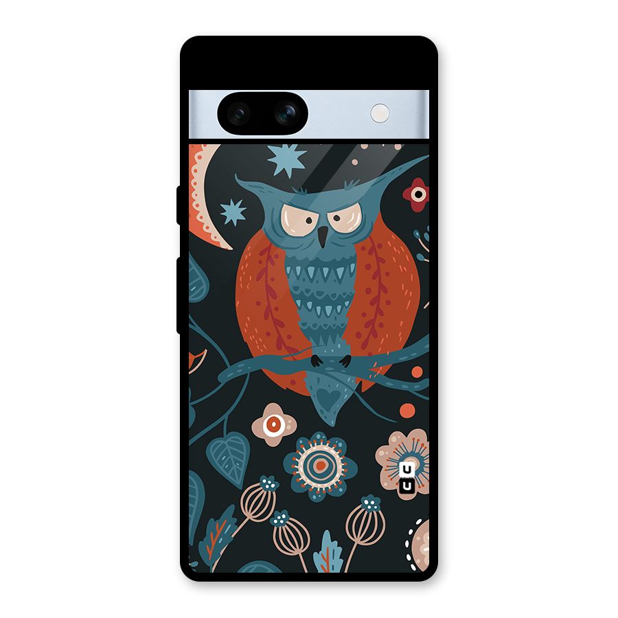 Nordic Arts Owl Moon Glass Back Case for Google Pixel 7a