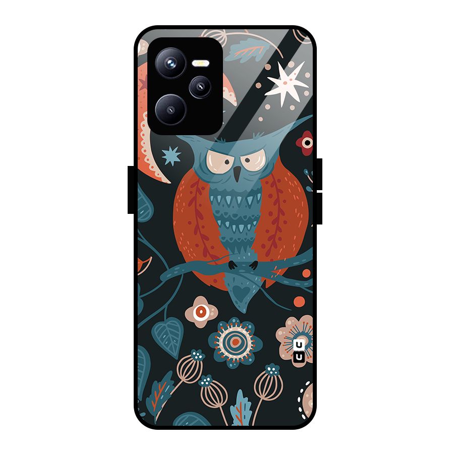 Nordic Arts Owl Moon Glass Back Case for Realme C35