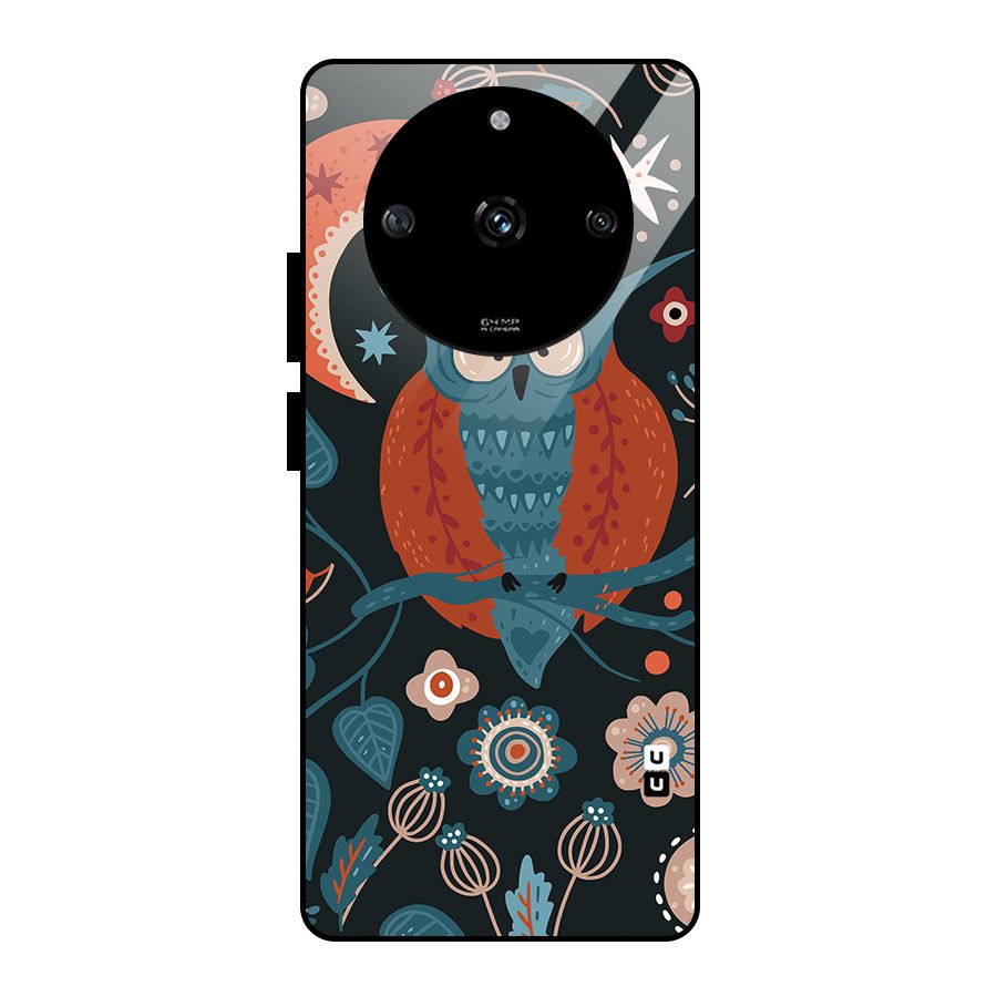 Nordic Arts Owl Moon Glass Back Case for Realme Narzo 60 5G