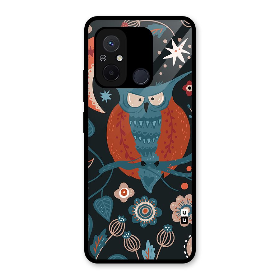 Nordic Arts Owl Moon Glass Back Case for Redmi 12C