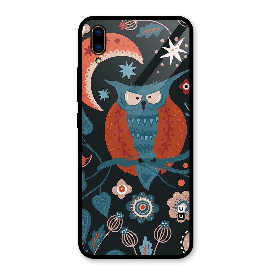 Nordic Arts Owl Moon Glass Back Case for Vivo V11 Pro