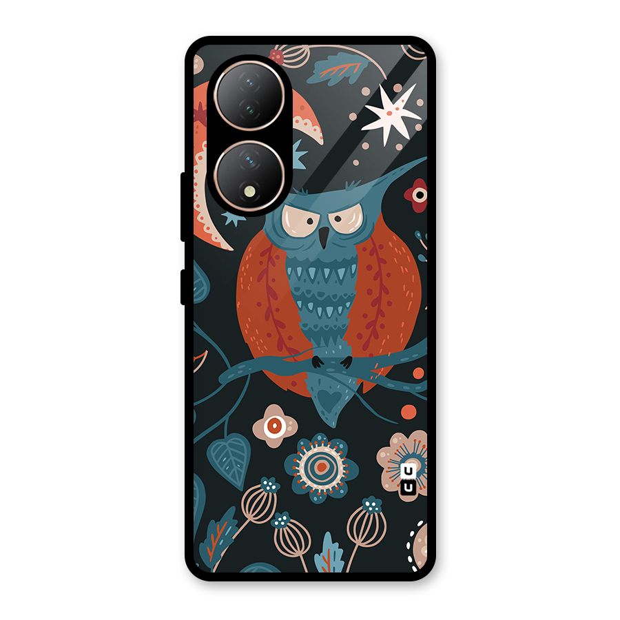 Nordic Arts Owl Moon Glass Back Case for Vivo Y100A