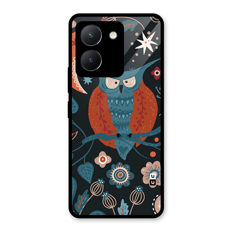 Nordic Arts Owl Moon Glass Back Case for Vivo Y36