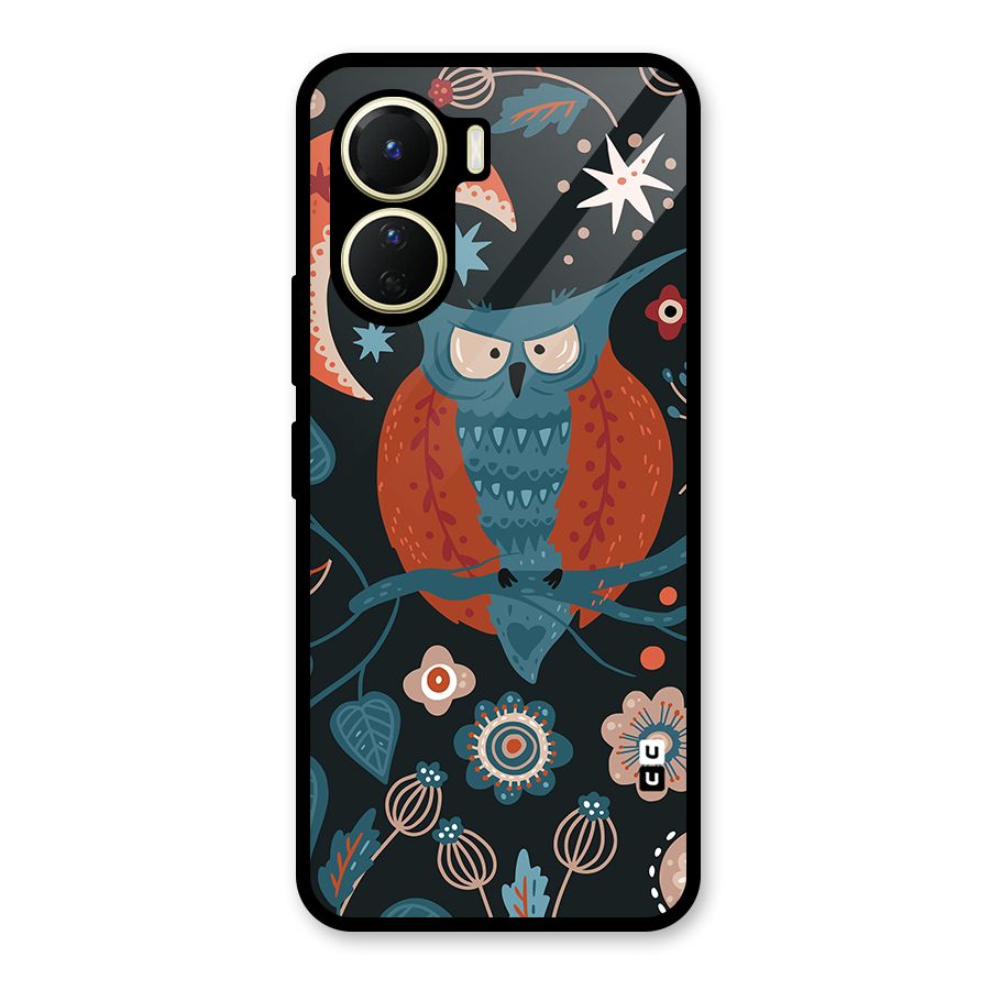 Nordic Arts Owl Moon Glass Back Case for Vivo Y56