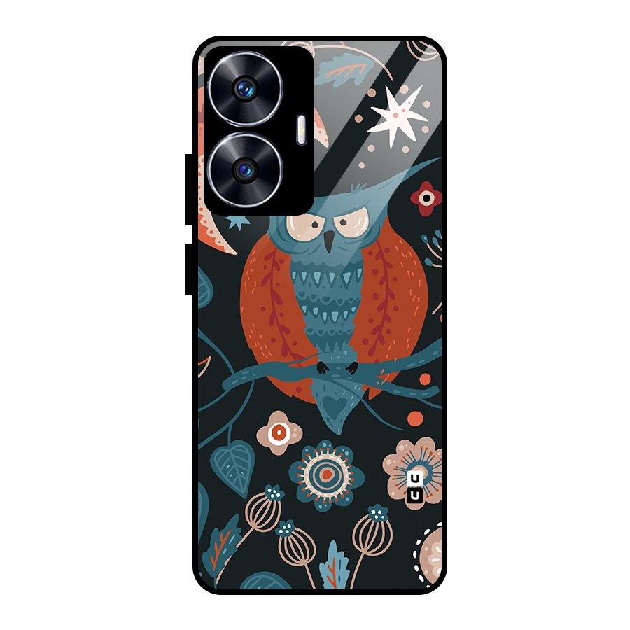 Nordic Arts Owl Moon Glass Back Case for realme C55