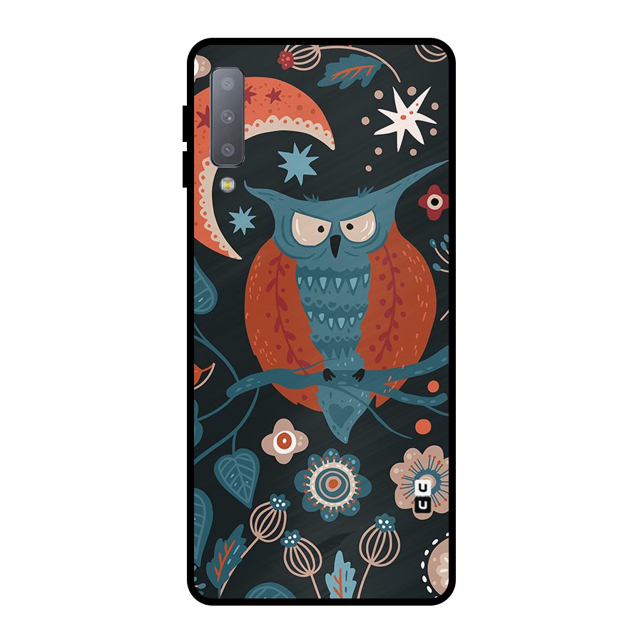 Nordic Arts Owl Moon Metal Back Case for Galaxy A7 (2018)