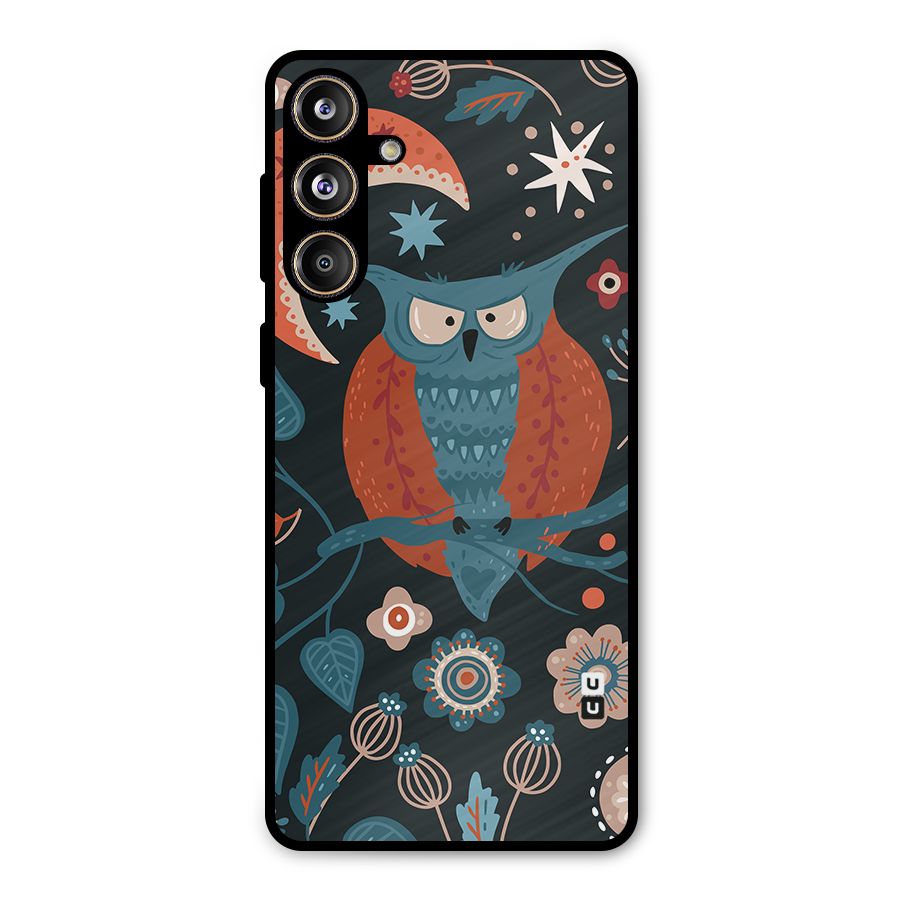 Nordic Arts Owl Moon Metal Back Case for Galaxy F55