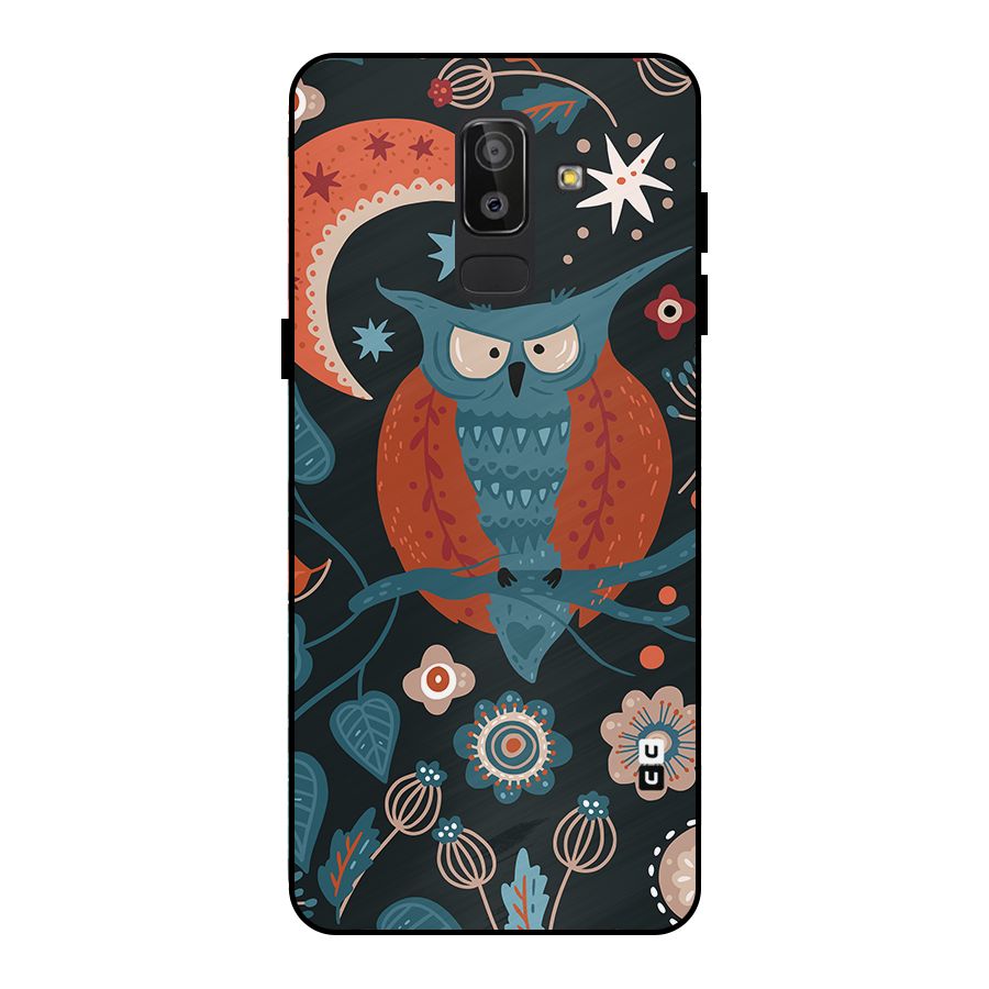 Nordic Arts Owl Moon Metal Back Case for Galaxy J8