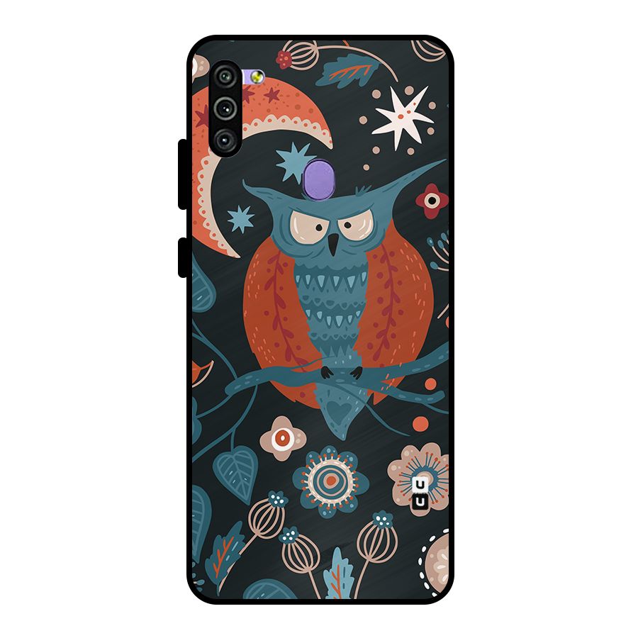 Nordic Arts Owl Moon Metal Back Case for Galaxy M11