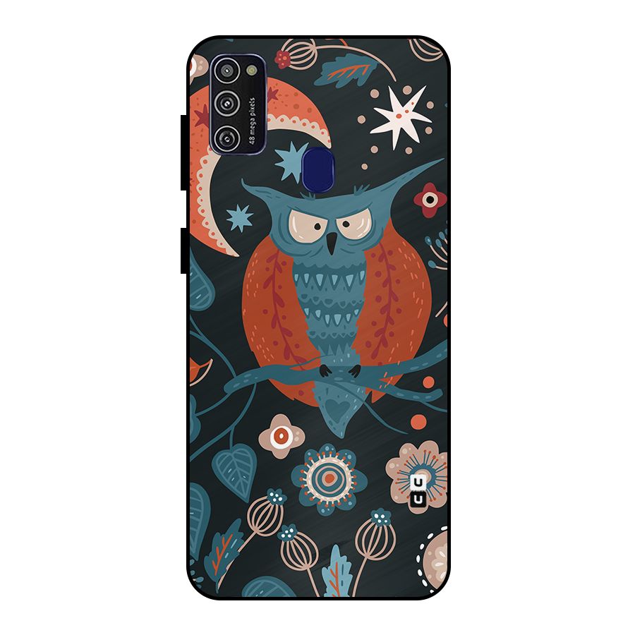 Nordic Arts Owl Moon Metal Back Case for Galaxy M21