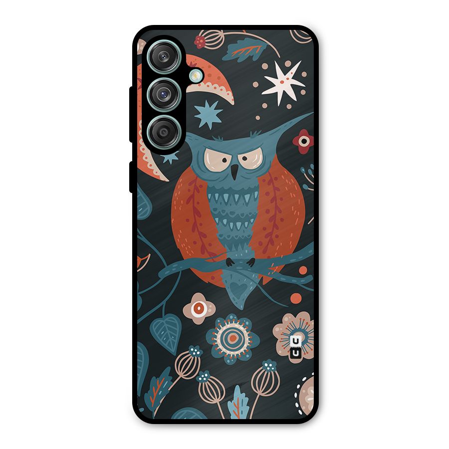 Nordic Arts Owl Moon Metal Back Case for Galaxy M55 5G