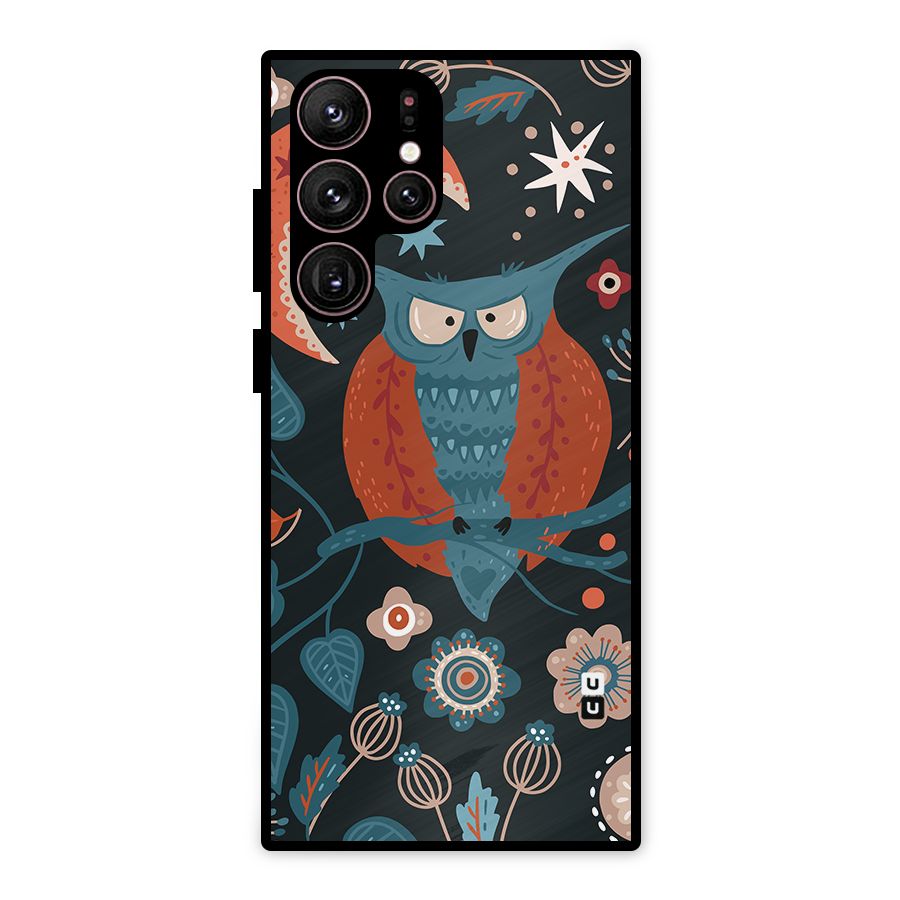 Nordic Arts Owl Moon Metal Back Case for Galaxy S22 Ultra 5G